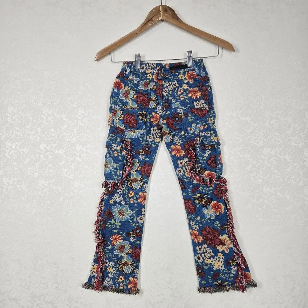 Rockstar Original Finn Slim Flare Tapestry Pants Boys sz 5T Blue Multi Floral - Picture 7 of 16